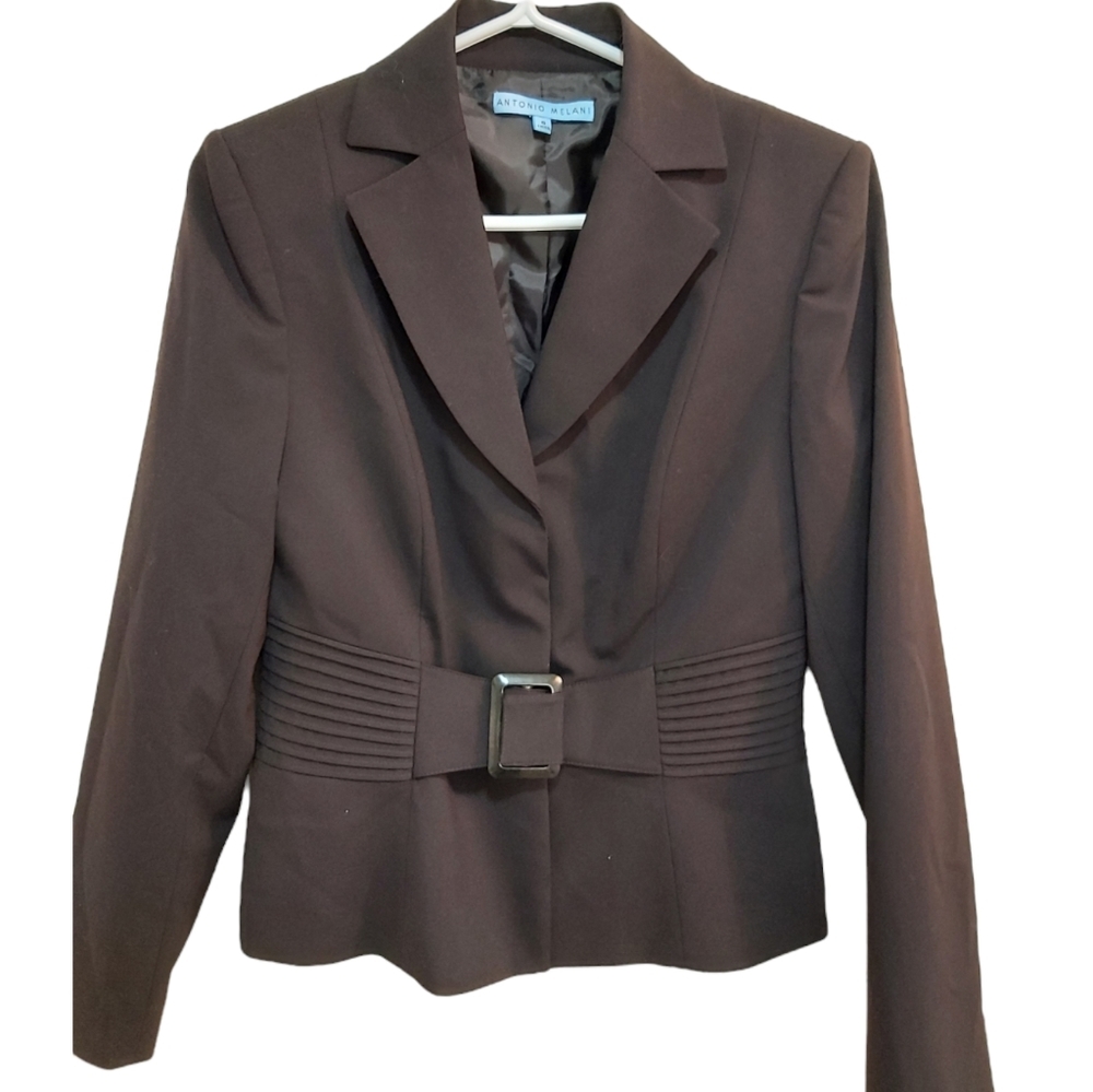 Antonio Melani Black Blazer Jacket with Built in Belt Size 6